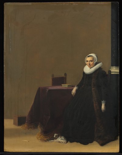 Ritratto di una Donna con un Cane da Hendrik Gerritsz. Pot
