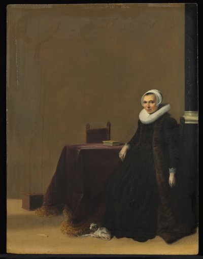 Ritratto di una donna con un cane, c. 1635 da Hendrik Gerritsz. Pot