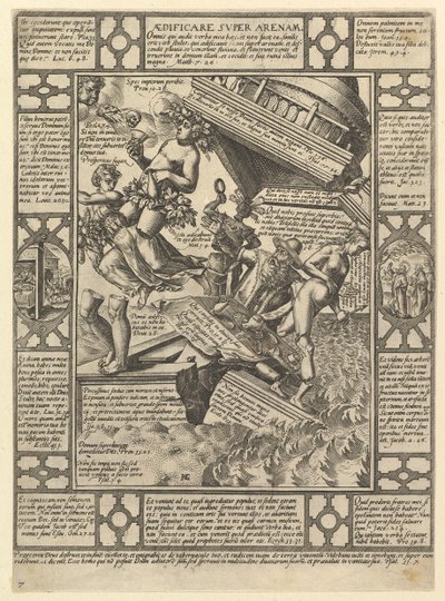 Aedificare Super Arenam, da Allegorie della fede cristiana, da Christian and P..., 1575-1617 da Hendrik Goltzius