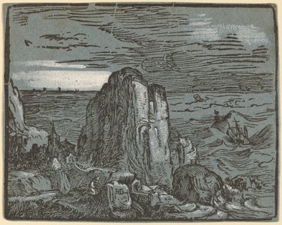 Scogliera su una spiaggia da Hendrik Goltzius