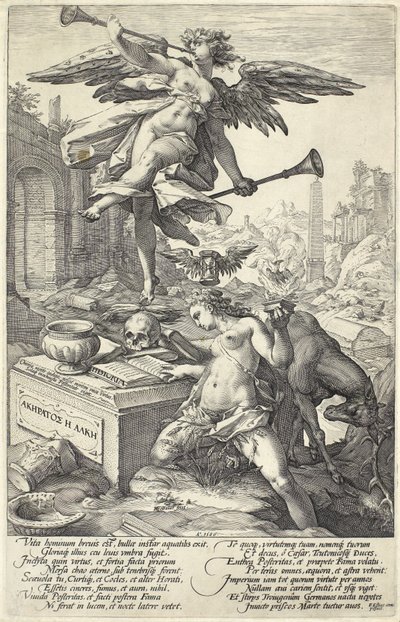 Fama e Storia, da Eroi Romani, 1586 da Hendrik Goltzius