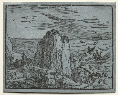 Da un set di 4 paesaggi: No.4- Scogliera sulla costa da Hendrik Goltzius