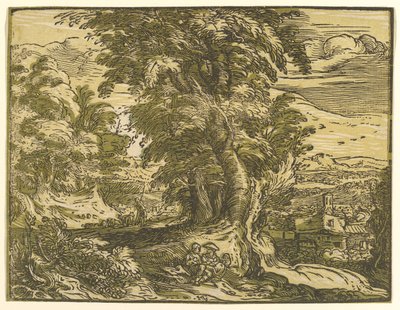 Paesaggio con coppia seduta da Hendrik Goltzius