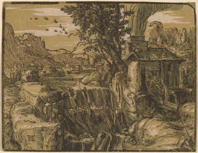 Paesaggio con cascata da Hendrik Goltzius