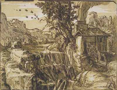 Paesaggio con cascata da Hendrik Goltzius