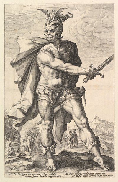 Muzio Scevola, dalla serie Gli Eroi Romani da Hendrik Goltzius