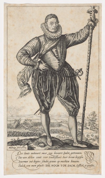 Portatore di picca, rivolto a destra, 1583 da Hendrik Goltzius