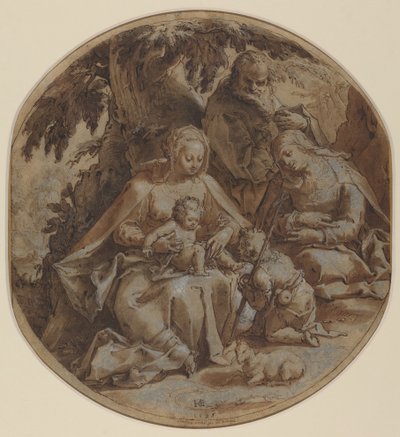 La Sacra Famiglia con Santa Elisabetta e San Giovanni Battista da Hendrik Goltzius