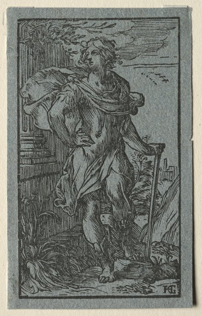 Giovane uomo in piedi da Hendrik Goltzius