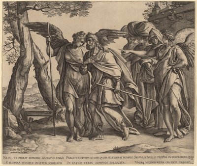 Lot e le sue figlie lasciano Sodoma da Hendrik Goltzius after Anthonie van Blocklandt