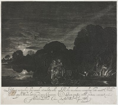 La fuga in Egitto di notte da Hendrik Goudt