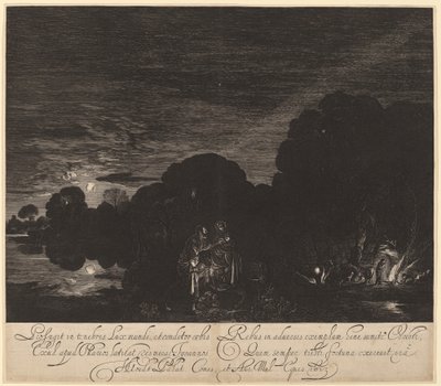 La fuga in Egitto da Hendrik Goudt after Adam Elsheimer