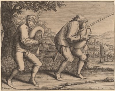 Due suonatori di cornamusa da Hendrik Hondius I after Pieter Bruegel the Elder
