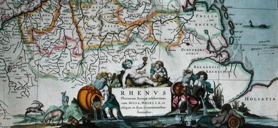 Cartiglio di una mappa del corso del Reno, da 