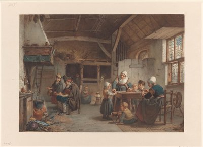 Interno contadino, famiglia in cucina da Hendrik Jacobus Scholten