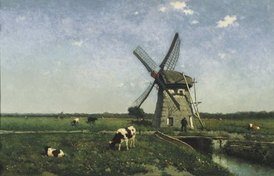 Paesaggio con mulino a vento vicino a Schiedam da Hendrik Johannes Weissenbruch