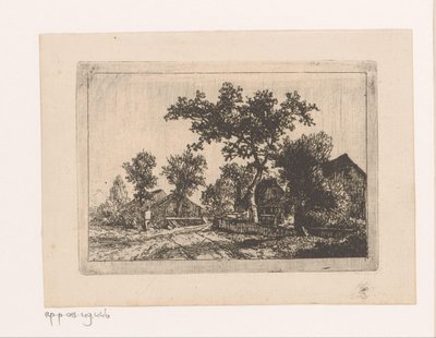 Uomo e donna in conversazione presso un villaggio da Hendrik Jozef Franciscus van der Poorten