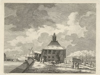 Porta di Muider affondata, vista dal bastione, 1769 da Hendrik Keun