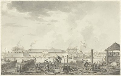 Il castello di Batavia, visto dalla Houtkrap da Hendrik Kobell