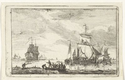Veduta del fiume con pescatori da Hendrik Kobell