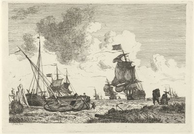 Veduta marina con vento forte da Hendrik Kobell