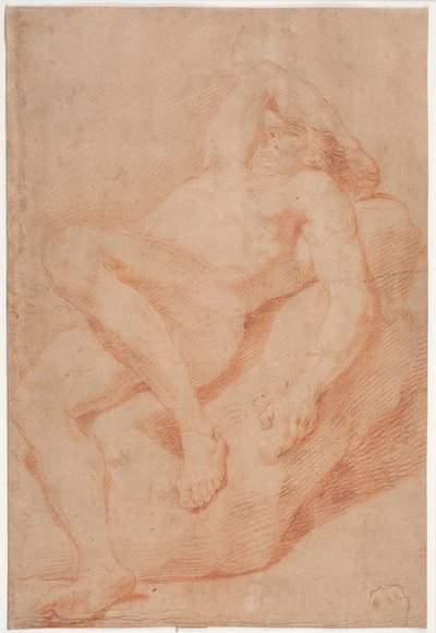 Studio di modello maschile, semi-sdraiato da Hendrik Krock