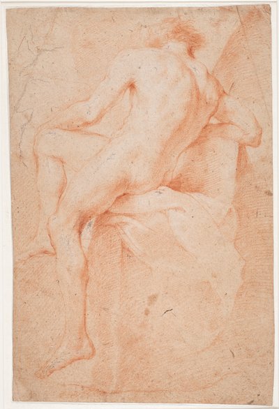 Studio di modello maschile, seduto, visto da dietro da Hendrik Krock