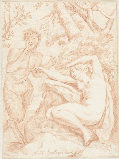 Satiro che spia una ninfa dormiente da Hendrik Lijnslager