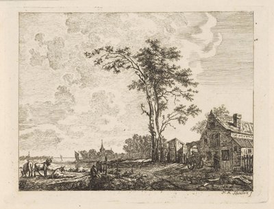 Paesaggio con casa su un fiume da Hendrik Marcus Schouten