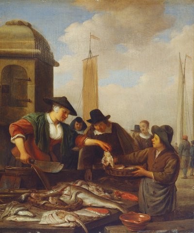 Una Bancarella di Pesce al Porto da Hendrik Martensz Sorgh