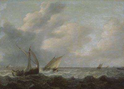 Barche da pesca in mare agitato da Hendrik Martensz Sorgh