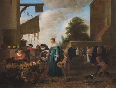 Mercato delle verdure, 1660 circa (olio su legno di quercia) da Hendrik Martensz Sorgh