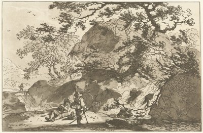 Paesaggio con un pescatore e un uomo che riposa da Hendrik Meijer