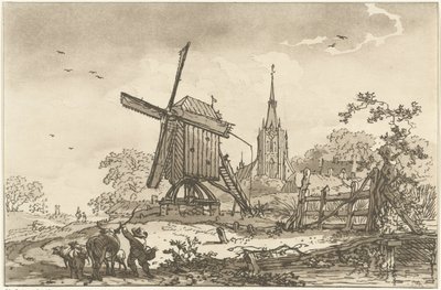 Paesaggio con un mulino a vento e una chiesa da Hendrik Meijer