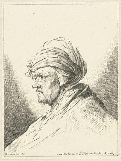 Busto di donna anziana, verso sinistra da Hendrik Nieuwenhuysen