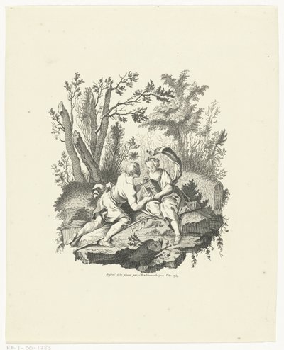 Pastore e pastorella con uccello e casetta per uccelli da Hendrik Nieuwenhuysen