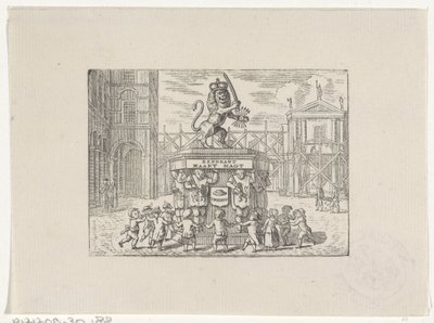 Bambini che danzano in cerchio attorno a un monumento delle Sette Province da Hendrik Numan