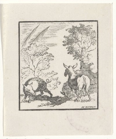 Rappresentazione di una storia dalle favole di Esopo da Hendrik Numan
