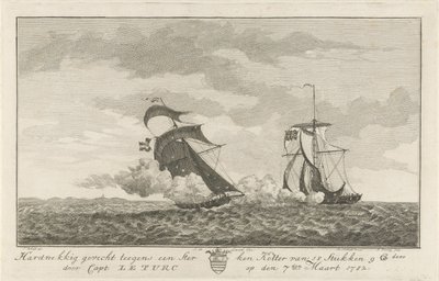 Combattimento contro un cutter forte, 1782 da Hendrik Roosing