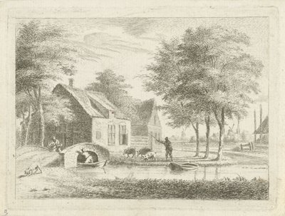 Paesaggio con un ponte di pietra da Hendrik Roosing
