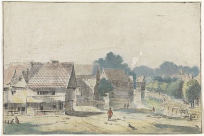 Vista in un villaggio con case a graticcio da Hendrik Spilman