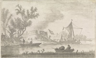Veduta del fiume con forni da calce da Hendrik Spilman