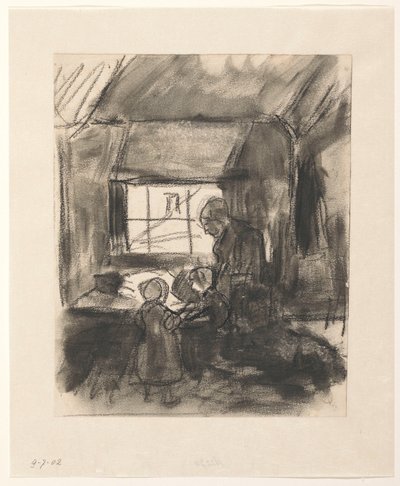 Interno con donna e due bambini da Hendrik Valkenburg