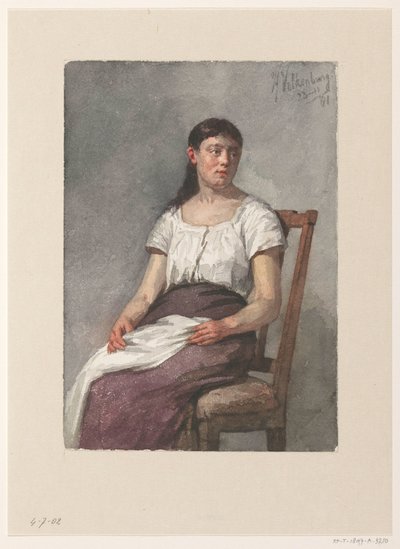 Ragazza seduta da Hendrik Valkenburg
