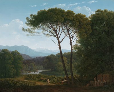 Paesaggio italianeggiante con pini da Hendrik Voogd