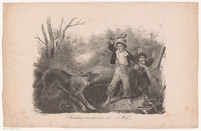 Bambini e un lupo nel bosco da Hendrik Wilhelmus Last