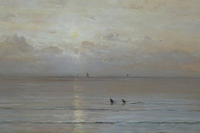 Olandese: Tramonto con pescatori di gamberetti da Hendrik Willem Mesdag