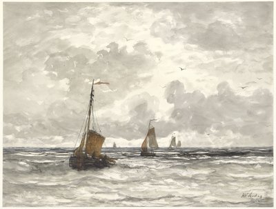 Barche da pesca sulle onde da Hendrik Willem Mesdag