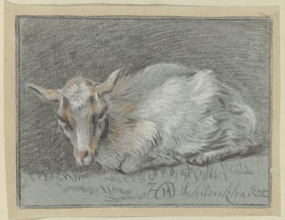 Capra sdraiata da Hendrik Willem Schweickhardt (signed by artist)