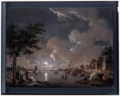 Paesaggio fluviale al chiaro di luna da Hendrik Willem Schweickhardt
